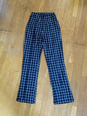 PrettyLittleThing High-Rise Black Checked Straight Leg Trouser